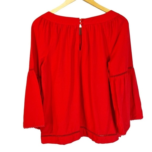 Trina Turk Wayfair Bell Sleeve Red Top - Picture 3 of 7